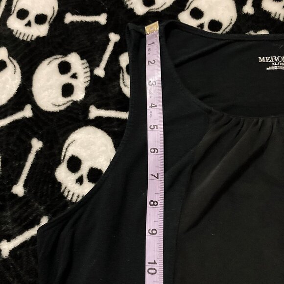 MERONA Plus-size black gathered scope neck tank top ~ LARGE XL 1X rayon shirt - Picture 10 of 14